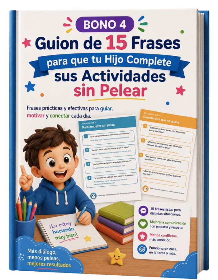Mockup del bono Guion de 15 frases para acompañar sin presionar