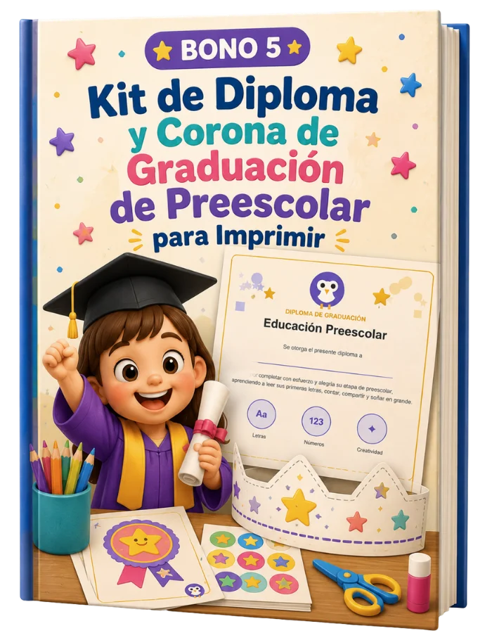 Mockup del bono Diploma y corona de graduación de preescolar