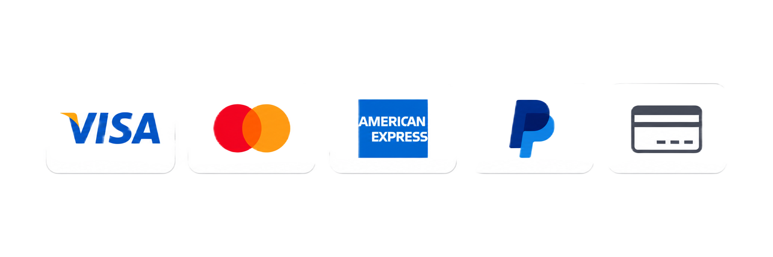 Métodos de pago aceptados: Visa, Mastercard, American Express, PayPal y tarjeta de débito